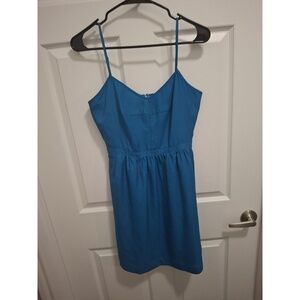 J CREW‎ Size 2 Blue Elastic Waist Adjustable Straps Summer A Line Dress